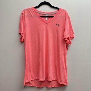Under Armour  Womens XXL Orange / Pink Short Sleeve Semi Fitted V-Neck T-Shirt